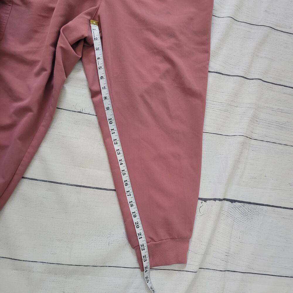 Figs Women's Joggers in Burgundy with Pink Drawstring - Picture 5 of 6